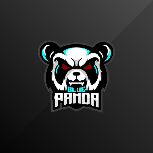 Panda enojado diseño de logotipo equipo de esports