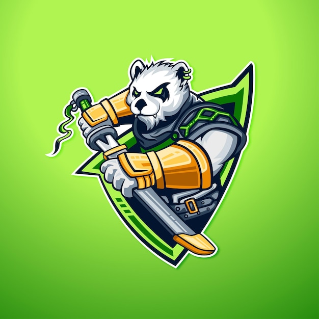 Panda espada esport gaming mascota logo