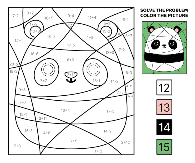 Un panda está sentado en un cuadrado verde y tiene el número 13.