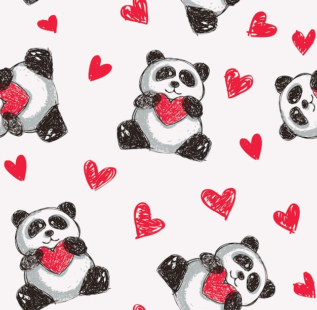 panda con fondo transparente de corazón