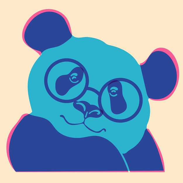 Panda con gafas Avatar insignia cartel plantillas de logotipo impresión ilustración vectorial