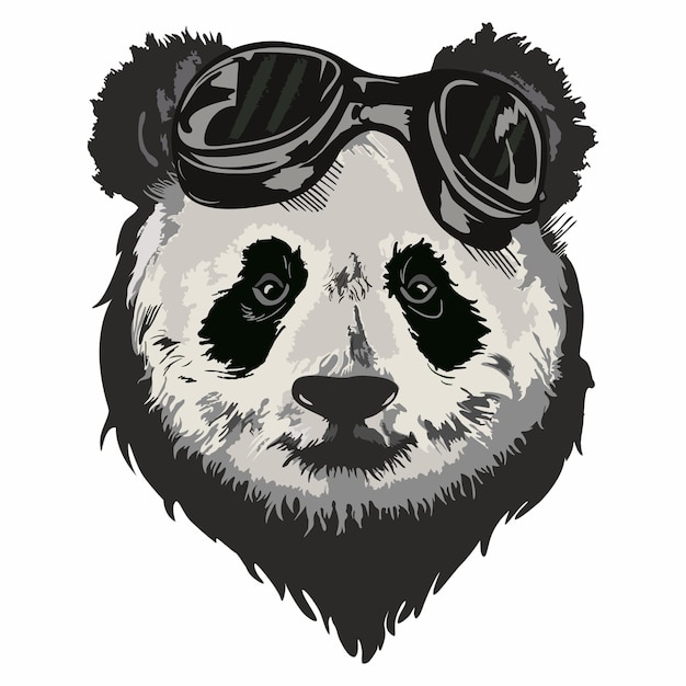 Vector un panda con gafas en la cabeza