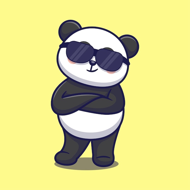 panda con gafas de sol lindo dibujo animado vector animal ilustración