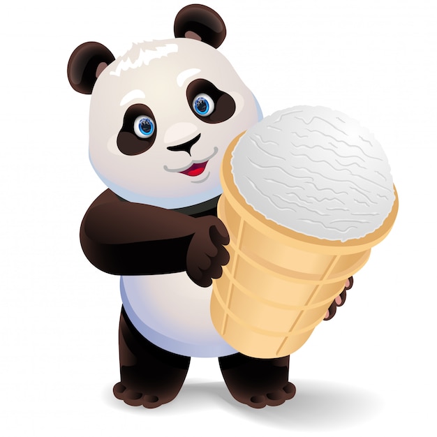 Vector panda con helado