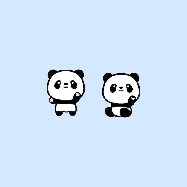 Panda lindo agitando dibujos animados de pata, ilustración vectorial