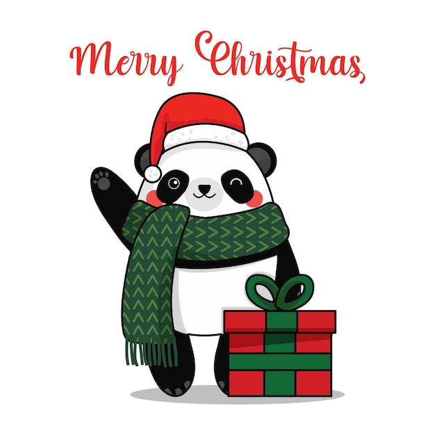 Panda lindo celebrando la navidad