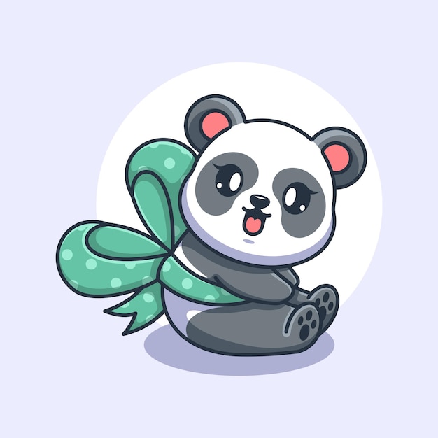 Vector panda lindo con dibujos animados de cinta