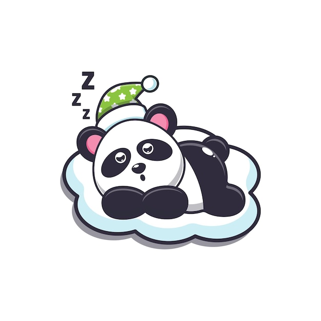 Panda lindo dormir Ilustración animal de dibujos animados lindo