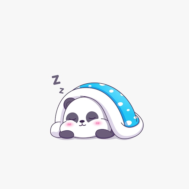 Panda lindo durmiendo con la ilustración de vector de manta