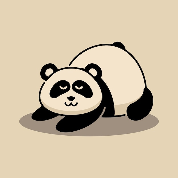 Vector panda lindo icono plano sencillo en estilo retro