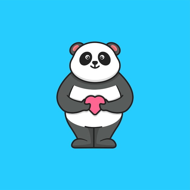 Panda lindo con ilustración de corazón