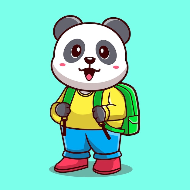 un panda lindo con una ilustración vectorial de bolsa