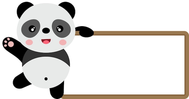 Un panda lindo con una pancarta en blanco