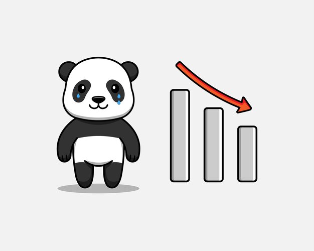 Panda lindo con signo gráfico abajo