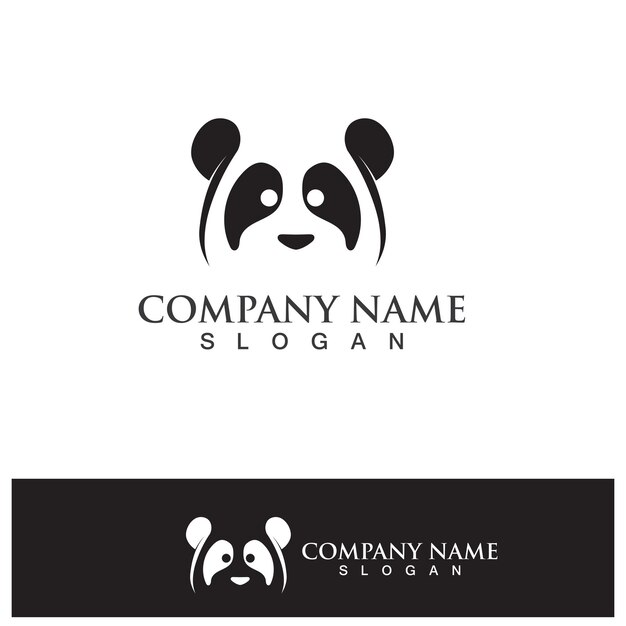 Panda logo cabeza en blanco y negro