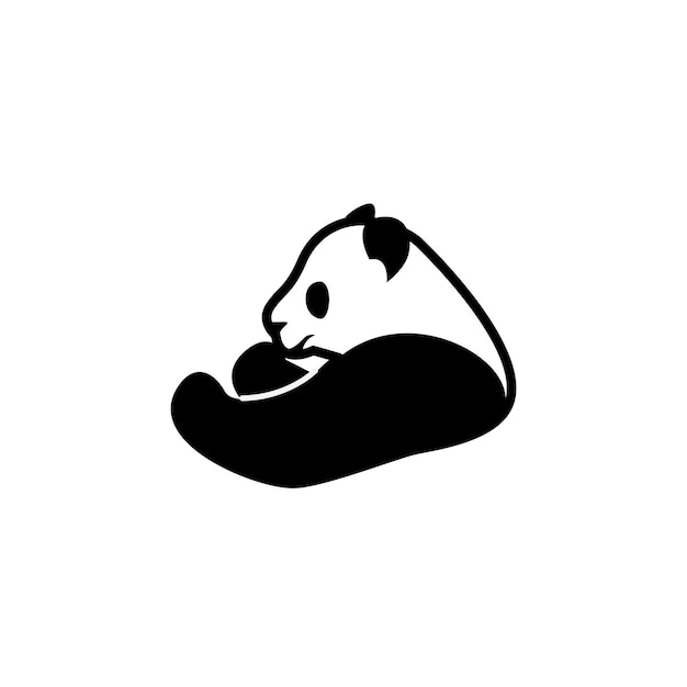 Panda logo concepto minimalista en blanco y negro