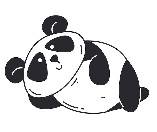 Panda logo oso icono animal silueta línea arte concepto dibujos animados elemento de diseño gráfico