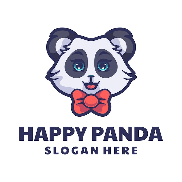 Vector panda con logo de pajarita