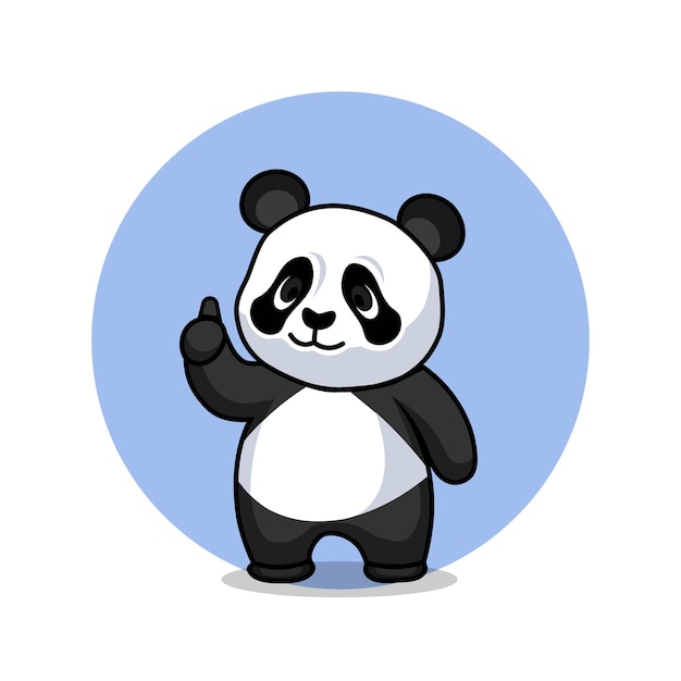 panda, mano levantada, ok, ilustración