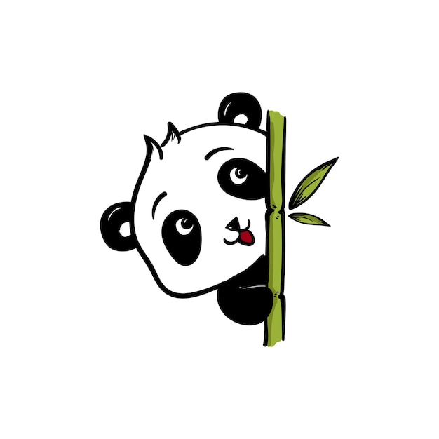 Panda moderno con diseño de ilustración de bambú