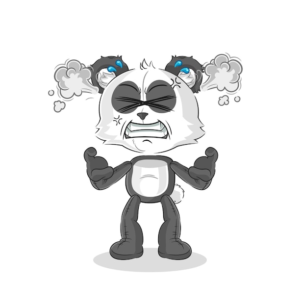 Panda muy enojado mascota vector de dibujos animados