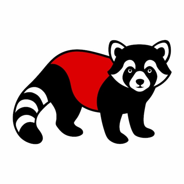 un panda negro y rojo con una camisa roja en él