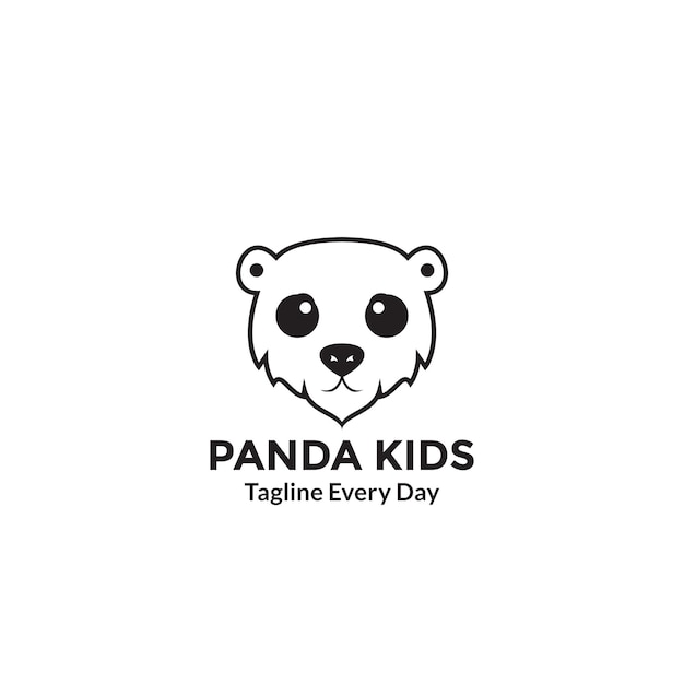 Panda niños cabeza triste diseño de logotipo