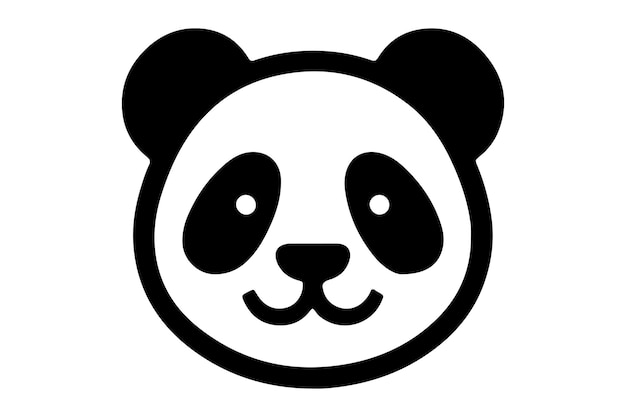 un panda con ojos negros y una cara blanca que dice panda