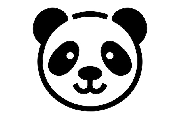 un panda con ojos negros y una cara blanca que dice panda