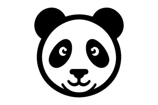 un panda con ojos y ojos en un fondo blanco