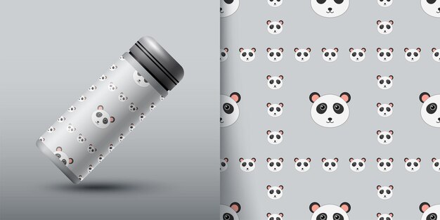 Panda de patrones sin fisuras con botella