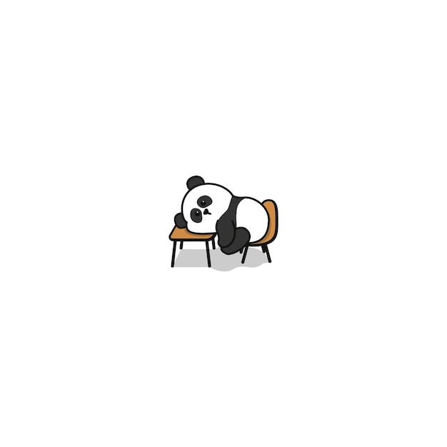 Panda perezoso tendido en la mesa Ilustración vectorial de dibujos animados