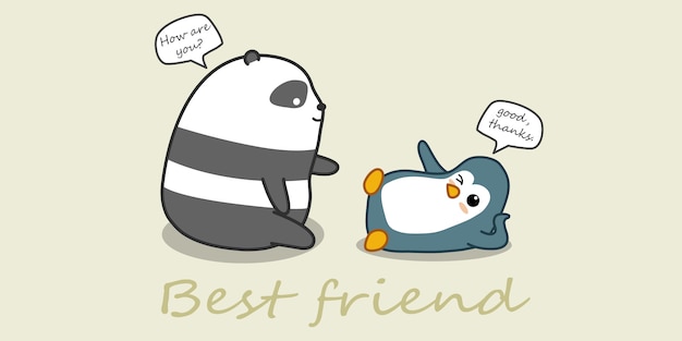 Panda y pingüino están hablando.