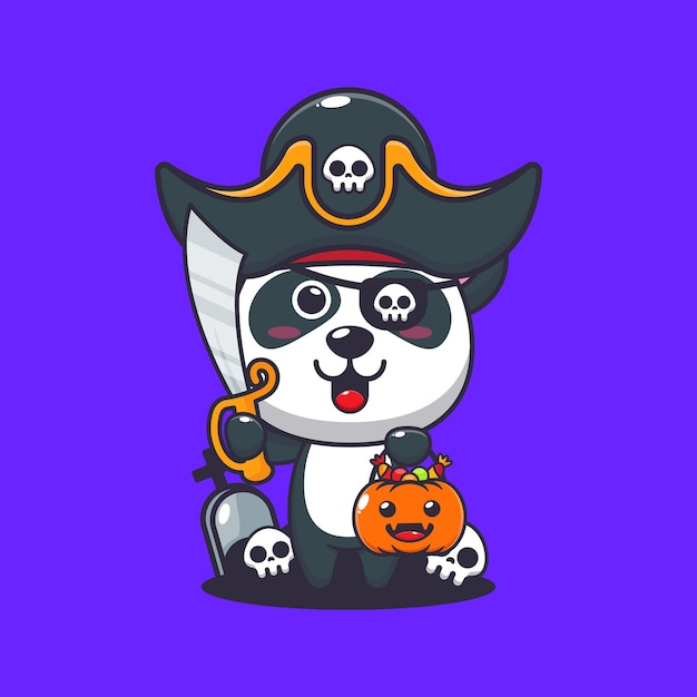 panda pirata en el día de halloween