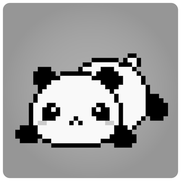 Panda de píxeles de 8 bits durmiendo. Animales para activos de juego y patrón de punto de cruz en ilustración vectorial