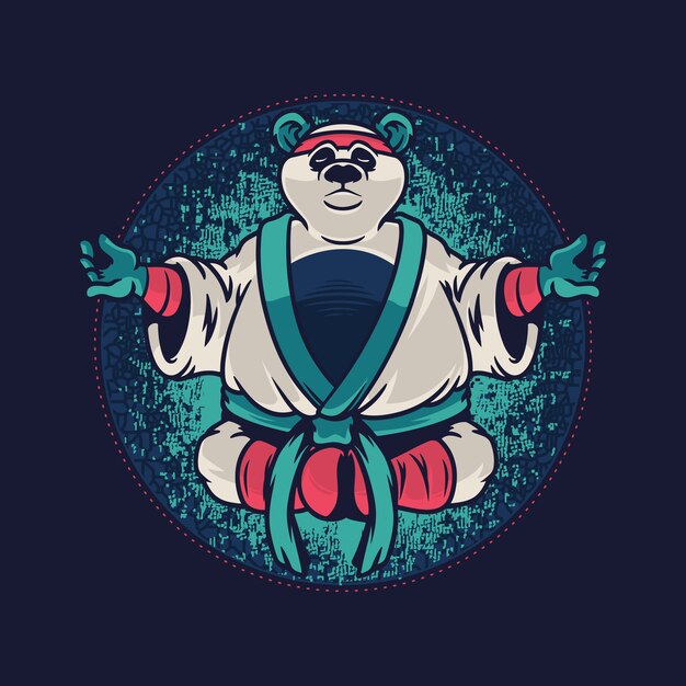 Vector panda en pose de meditación ilustración