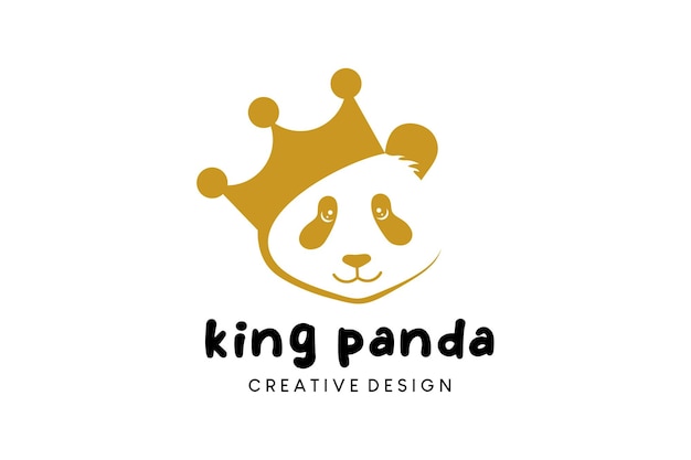 Panda rey icono logo diseño panda rey corona vector ilustración