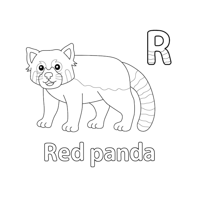 Panda Rojo Alfabeto ABC Aislado Página Para Colorear R