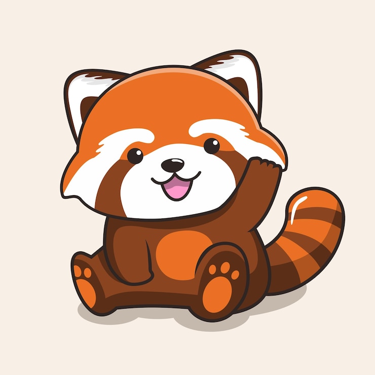 Vector panda rojo sentado agitando la mano