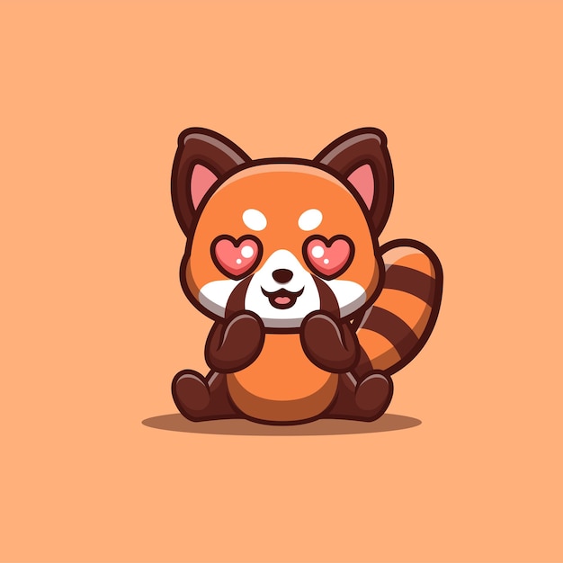 Vector panda rojo sentado conmocionado cute creative kawaii cartoon mascot logo