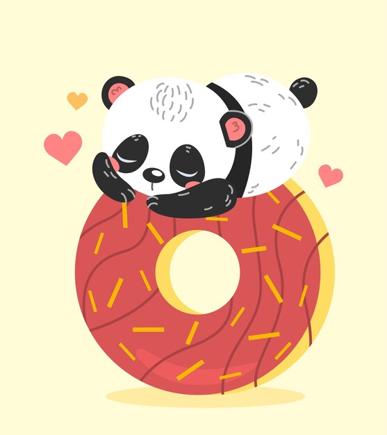 Vector panda en rosquilla imágenes lindas para niños e imagen para imprimir en camisetas logotipo para cafetería