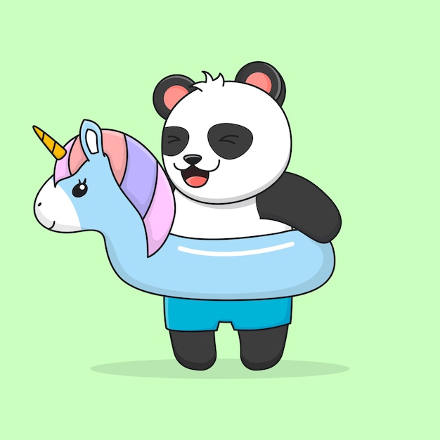 Panda con unicornio de goma