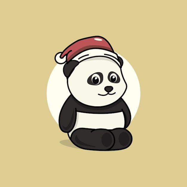 Panda con vector de ilustración de sombrero de santa