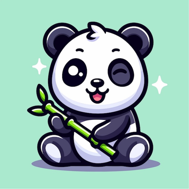 el panda vectorial se levanta con una postura feliz la ilustración del icono vectorial de dibujos animados