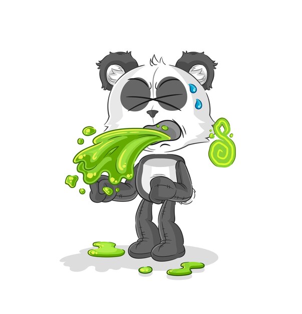 Panda vomitar dibujos animados vector de mascota de dibujos animados