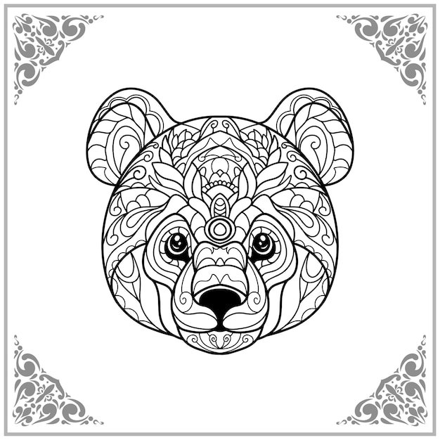 Panda zentangle artes aislado sobre fondo blanco.