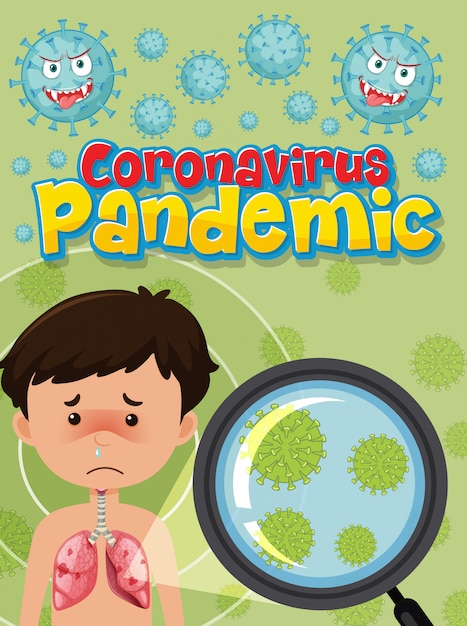 Vector pandemia de coronavirus. niño con pulmones enfermos