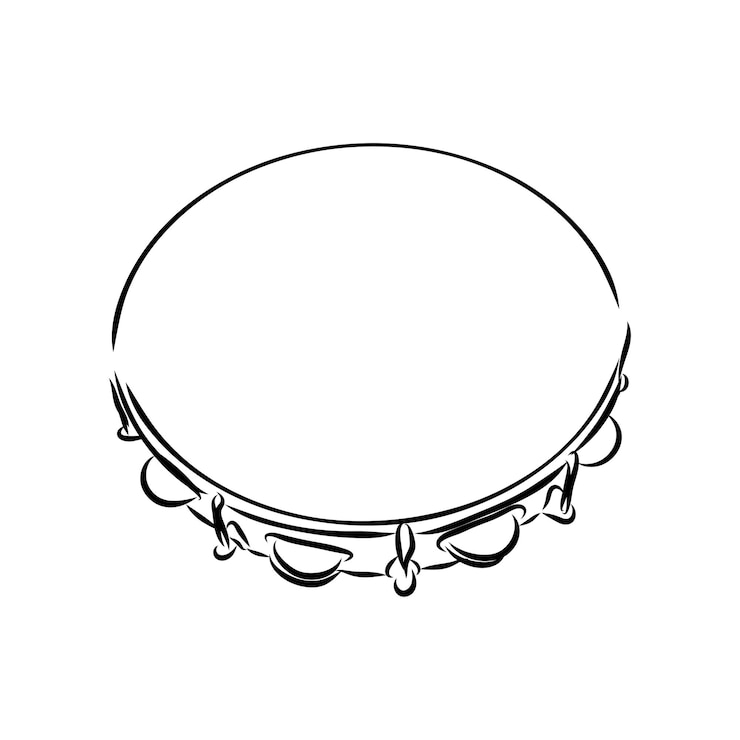 Vector pandereta ilustración vectorial de una pandereta icono blanco y negro de un instrumento musical