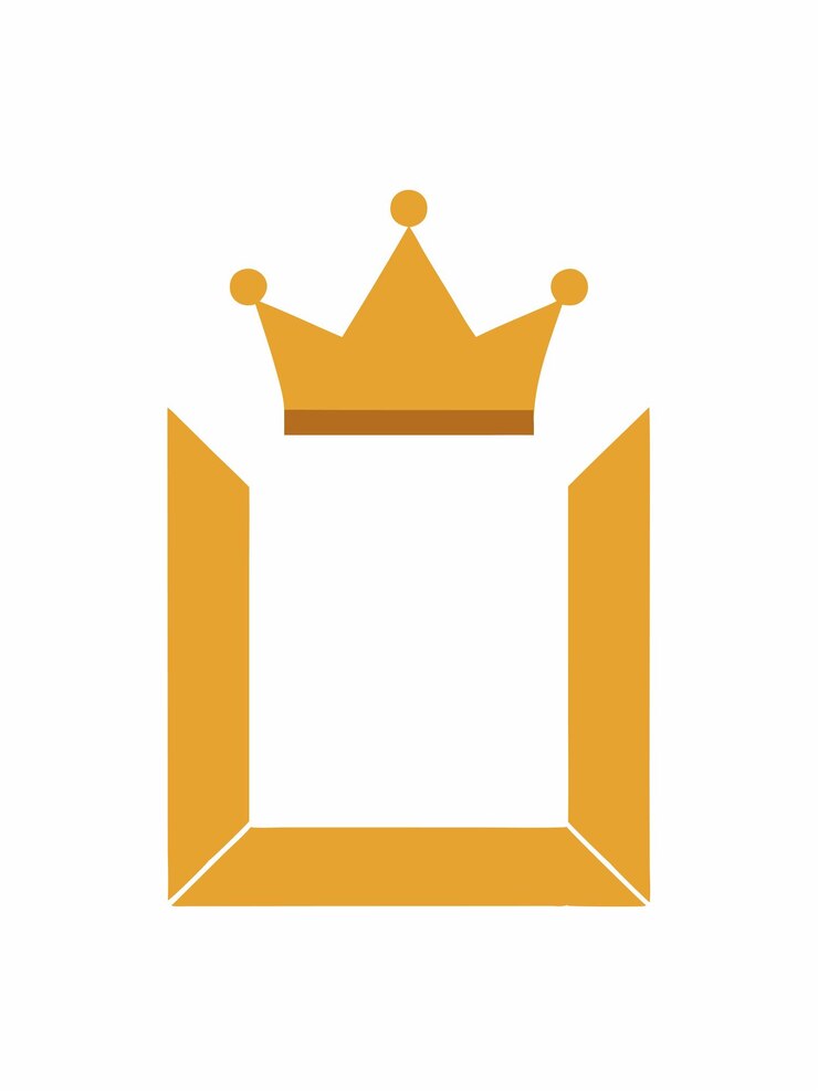 Vector panel en blanco con ilustración plana de corona dorada sobre fondo blanco