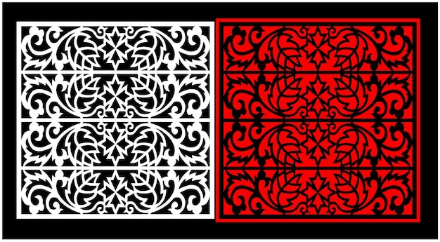 Un panel en blanco y negro con un patrón rojo y negro que dice "la palabra arte".